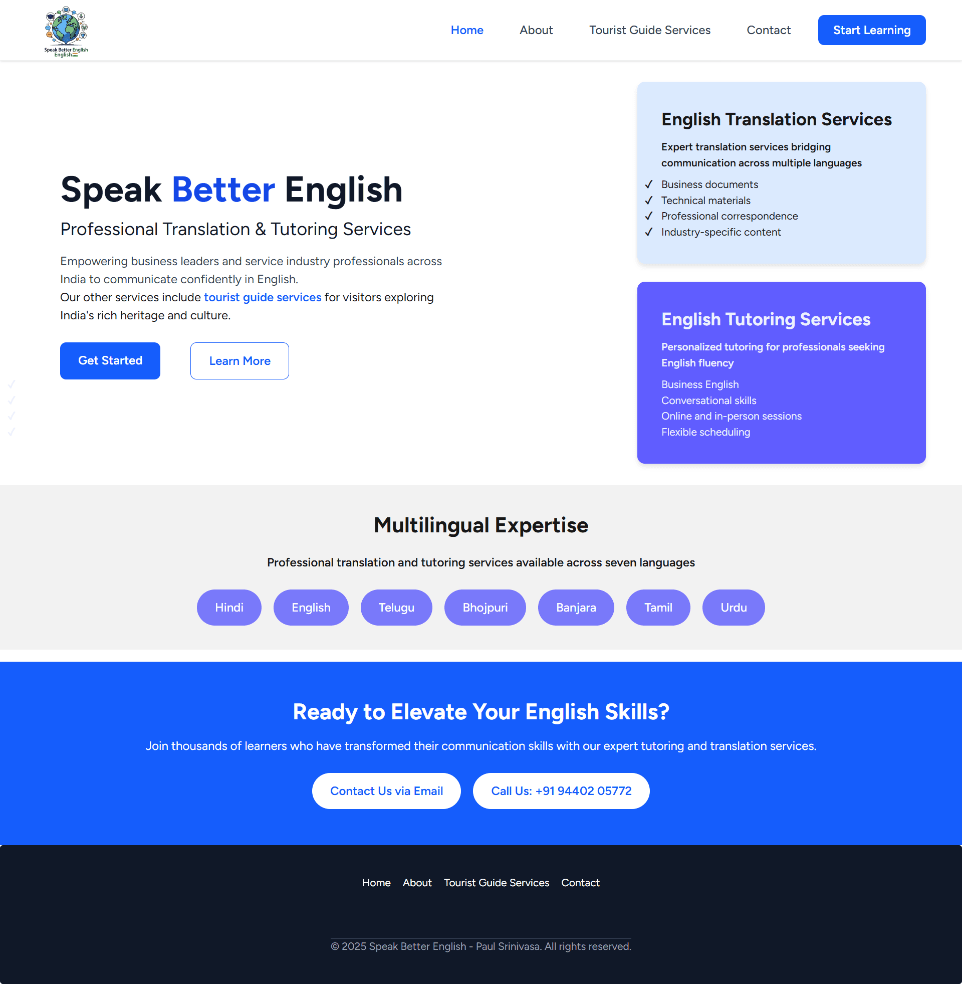 Speak English With Paul - Website Development project by Brandriko Digital Solutions, Kenya